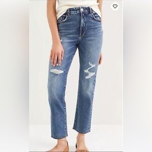 Pilcro The Vintage Straight Jeans Size 28 Medium Wash Distressed